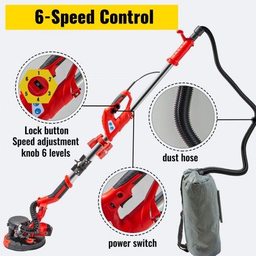 VEVOR Drywall Sander 850W Electric Drywall Sander Foldable Sheetrock Sander with Telescope