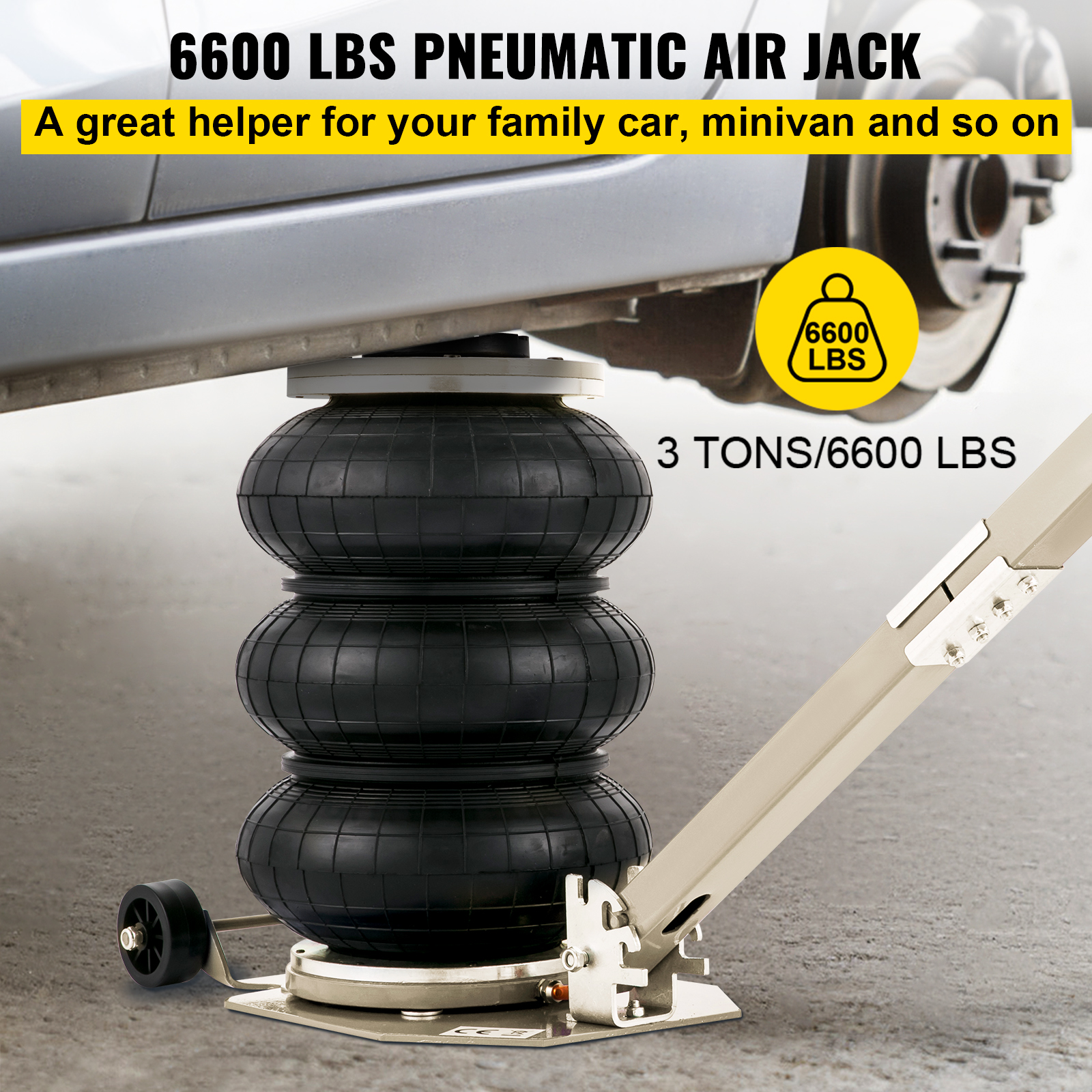 Vevor Triple Air Bag Jack Pneumatic Jack 6600lbs Quick Lift 3t Heavy