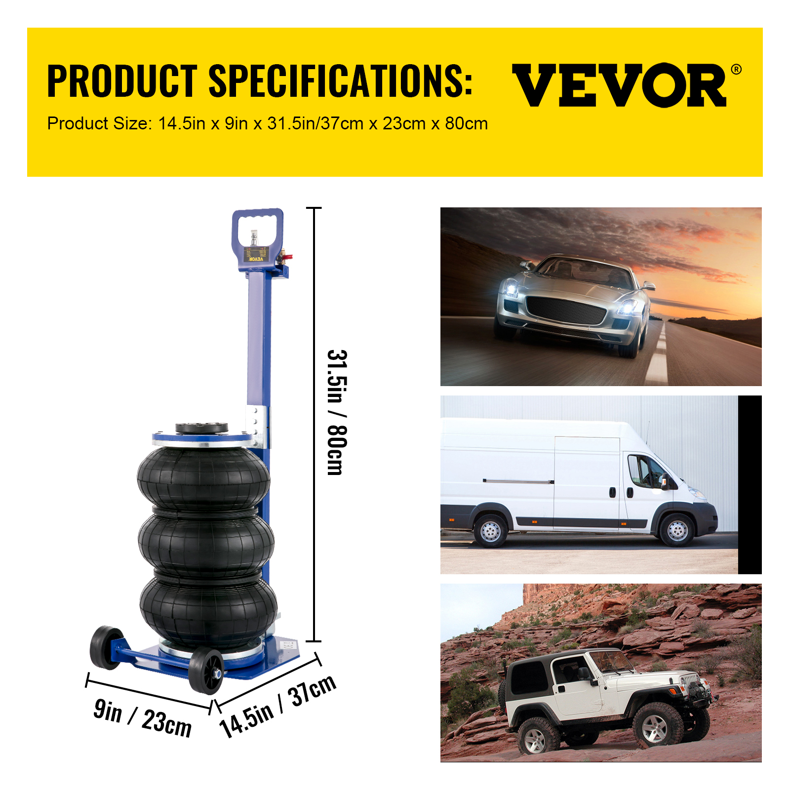 Vevor Triple Air Bag Jack Pneumatic Jack 6600 Lbs Quick Lift Heavy Duty