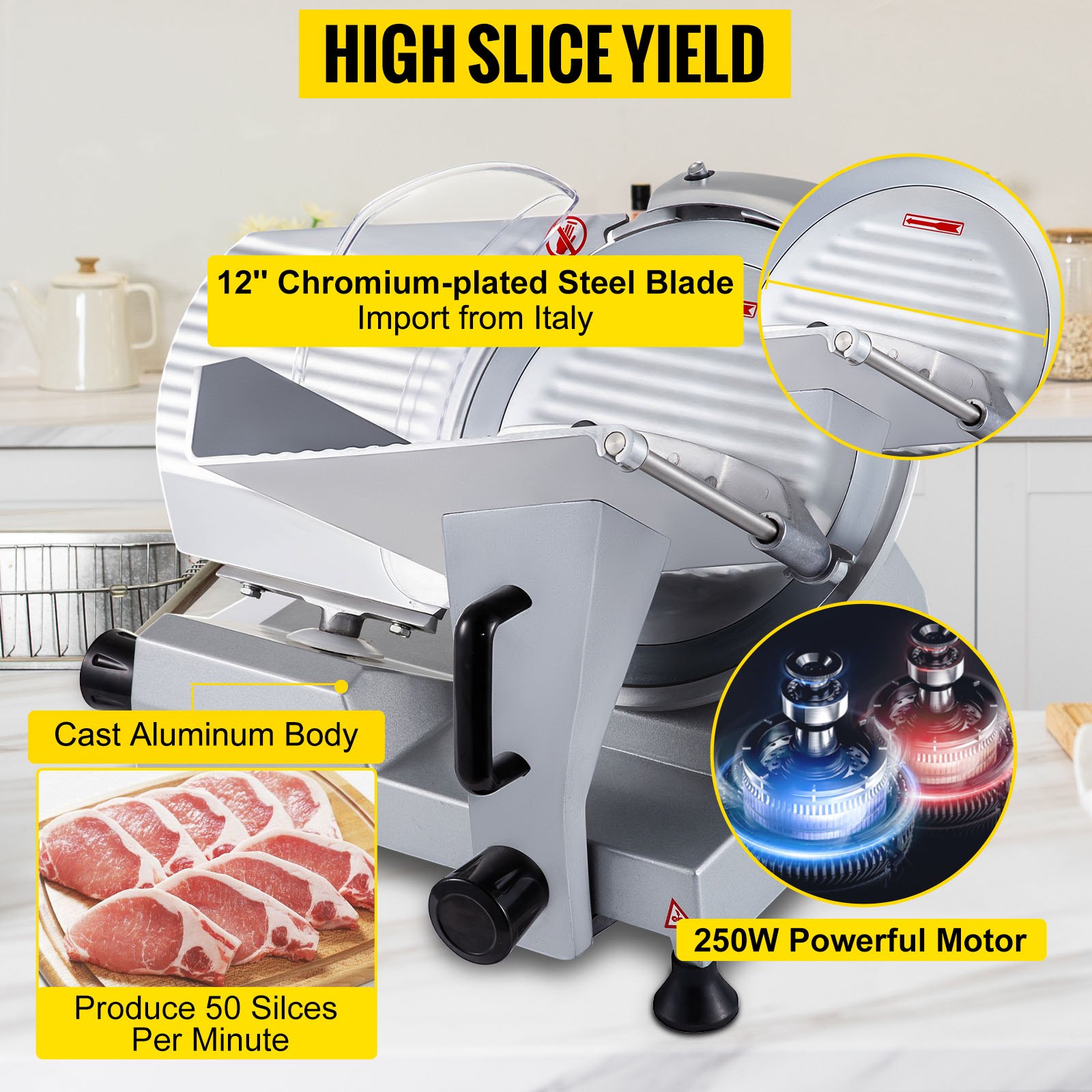 VEVOR Meat Slicer Meat Slicers for Home Use Prime 00.6 Inch Thickness