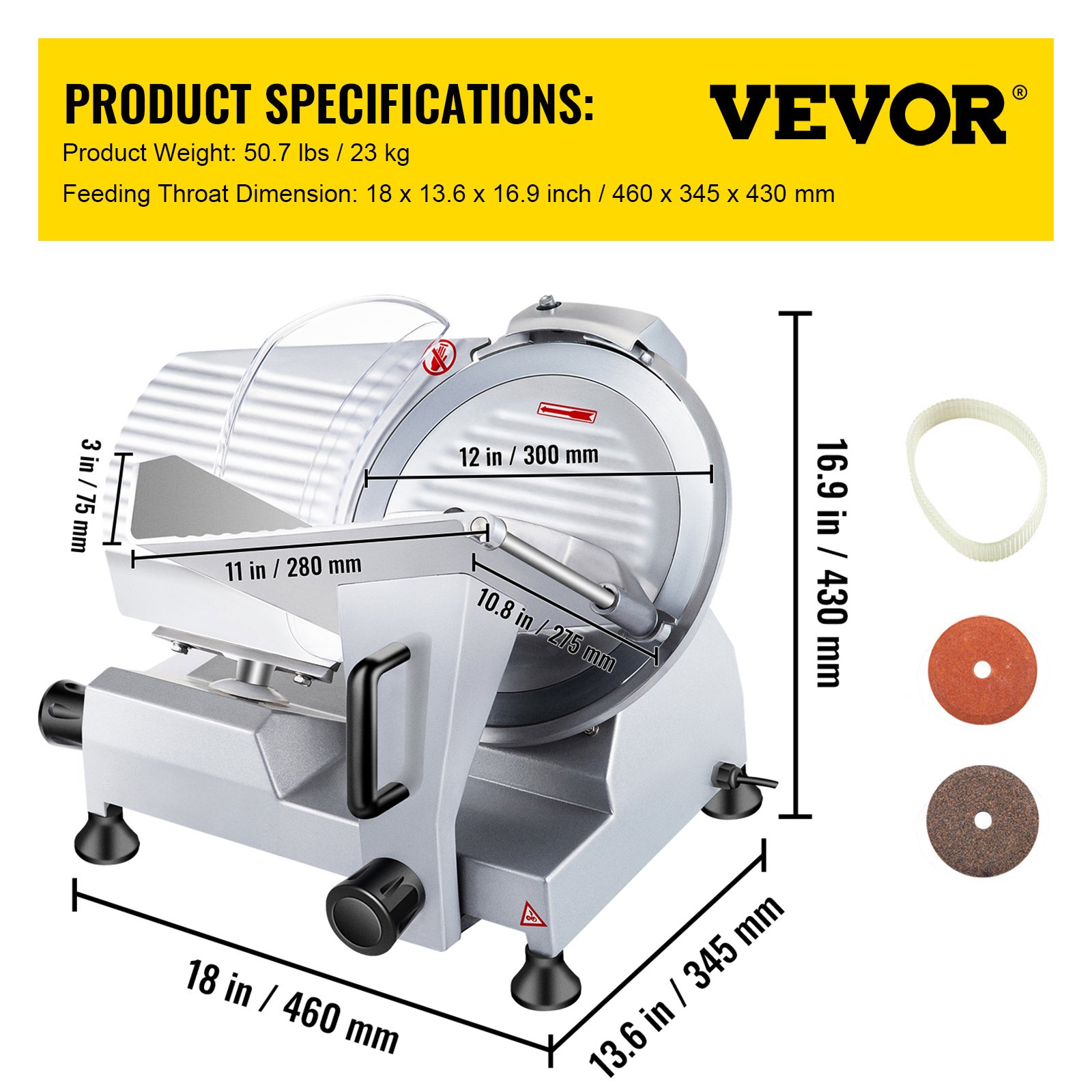 VEVOR Meat Slicer Meat Slicers for Home Use Prime 00.6 Inch Thickness