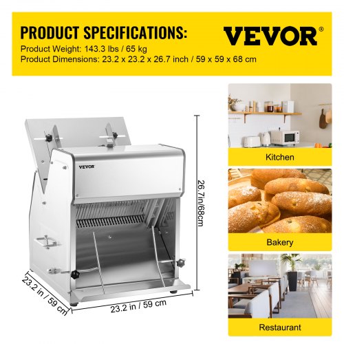 VEVOR Commercial Toast Bread Slicer, 12mm Thickness Electric Bread ...