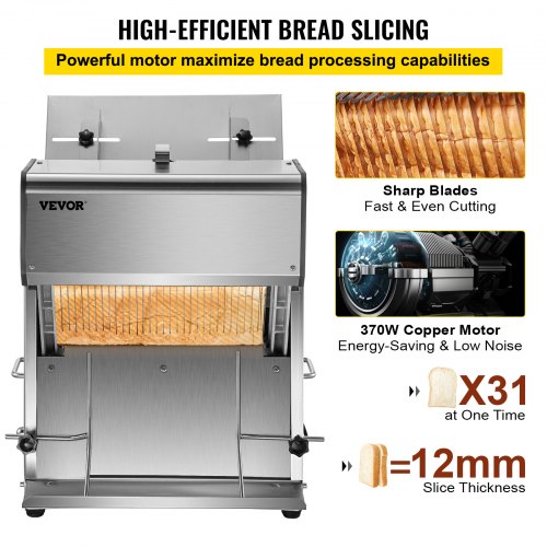 VEVOR Commercial Toast Bread Slicer, 12mm Thickness Electric Bread ...