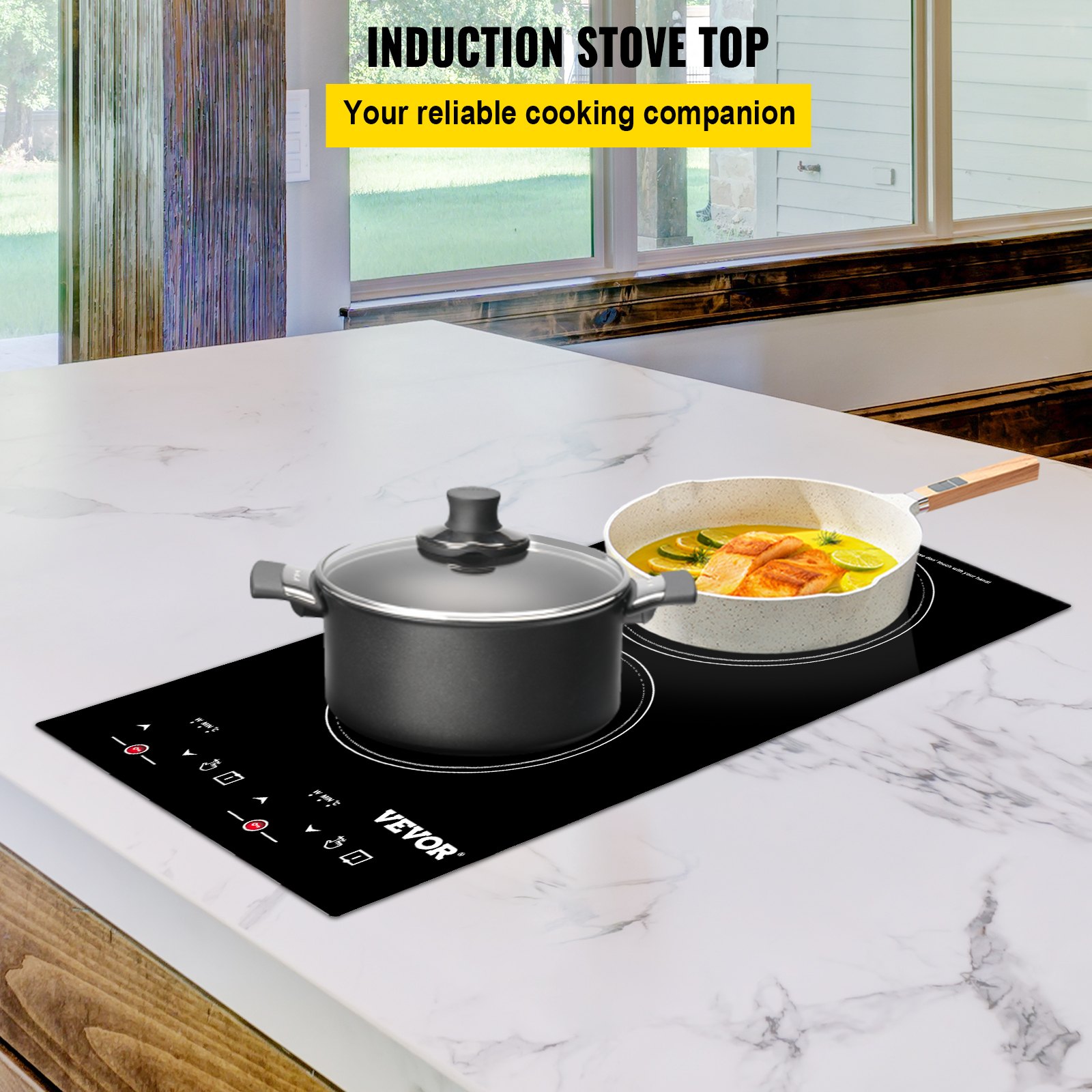 VEVOR Electric Induction Cooktop Builtin Stove Top 2 Burners 11.3x20