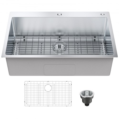 VEVOR Kitchen Sink, 304 Stainless Steel Drop-In Sinks, Top