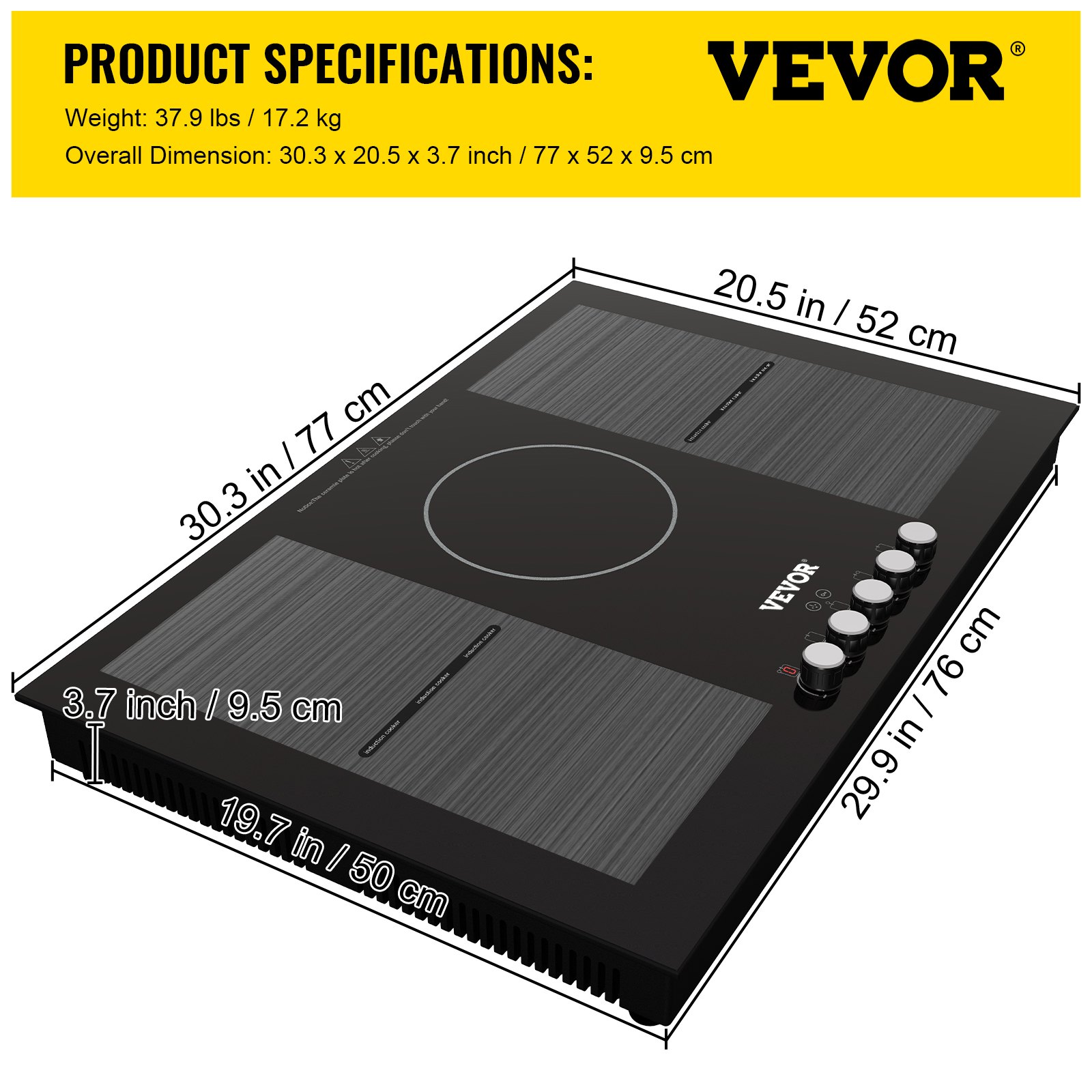 VEVOR Electric Induction Cooktop Builtin Stove Top 30in 5 Burners 220V