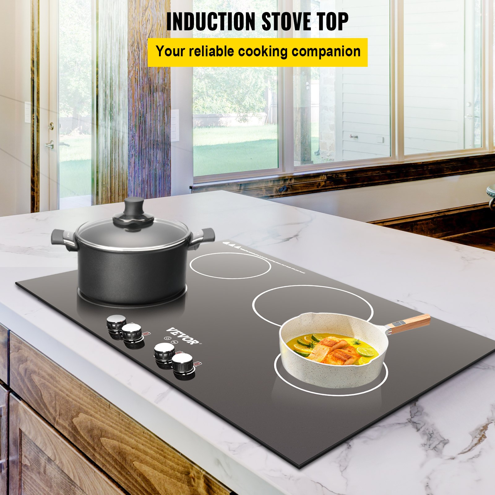 VEVOR Builtin Induction Cooktop, 30 inch 4 Burners, 220V Ceramic Glass