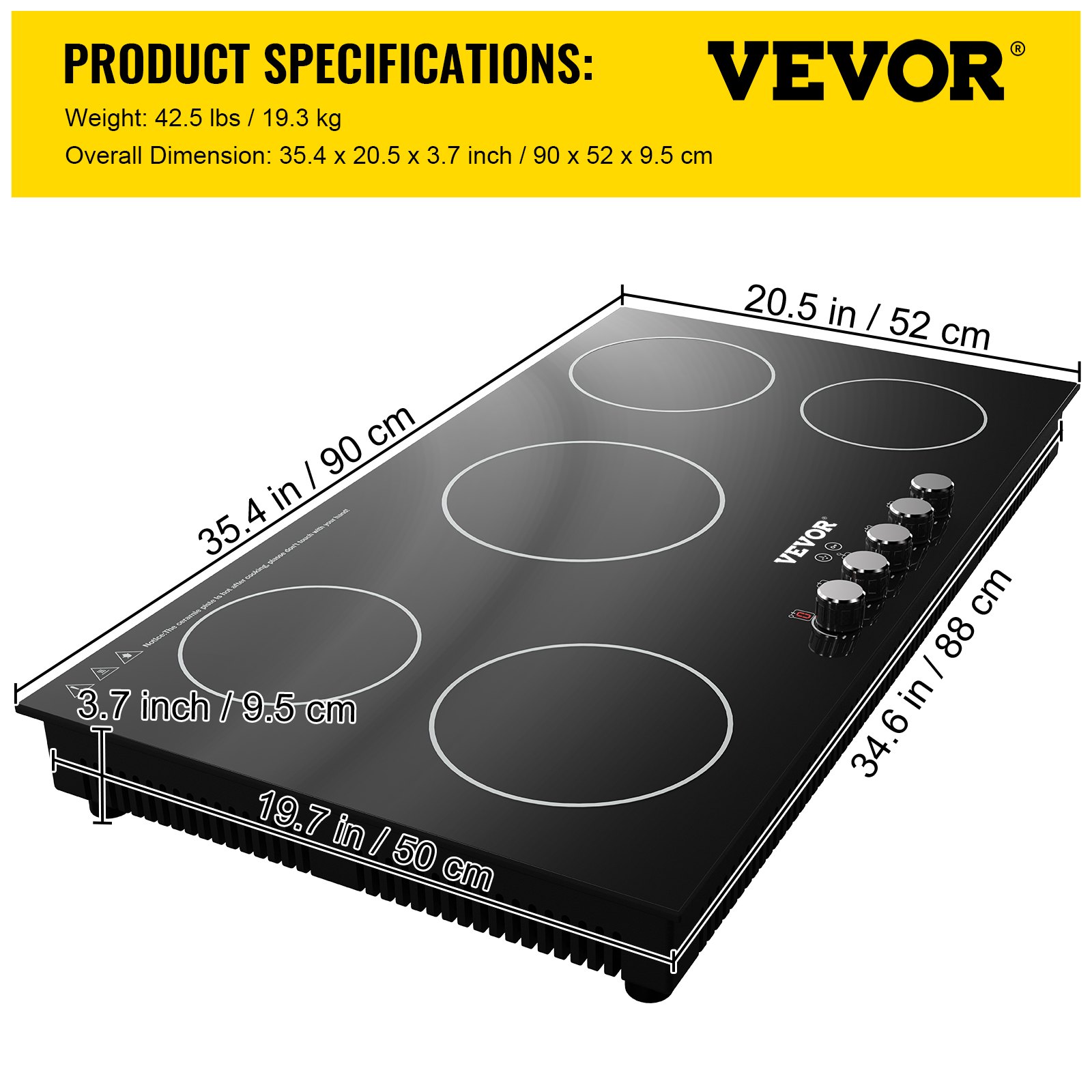 VEVOR Electric Induction Cooktop Builtin Stove Top 35in 5 Burners 220V