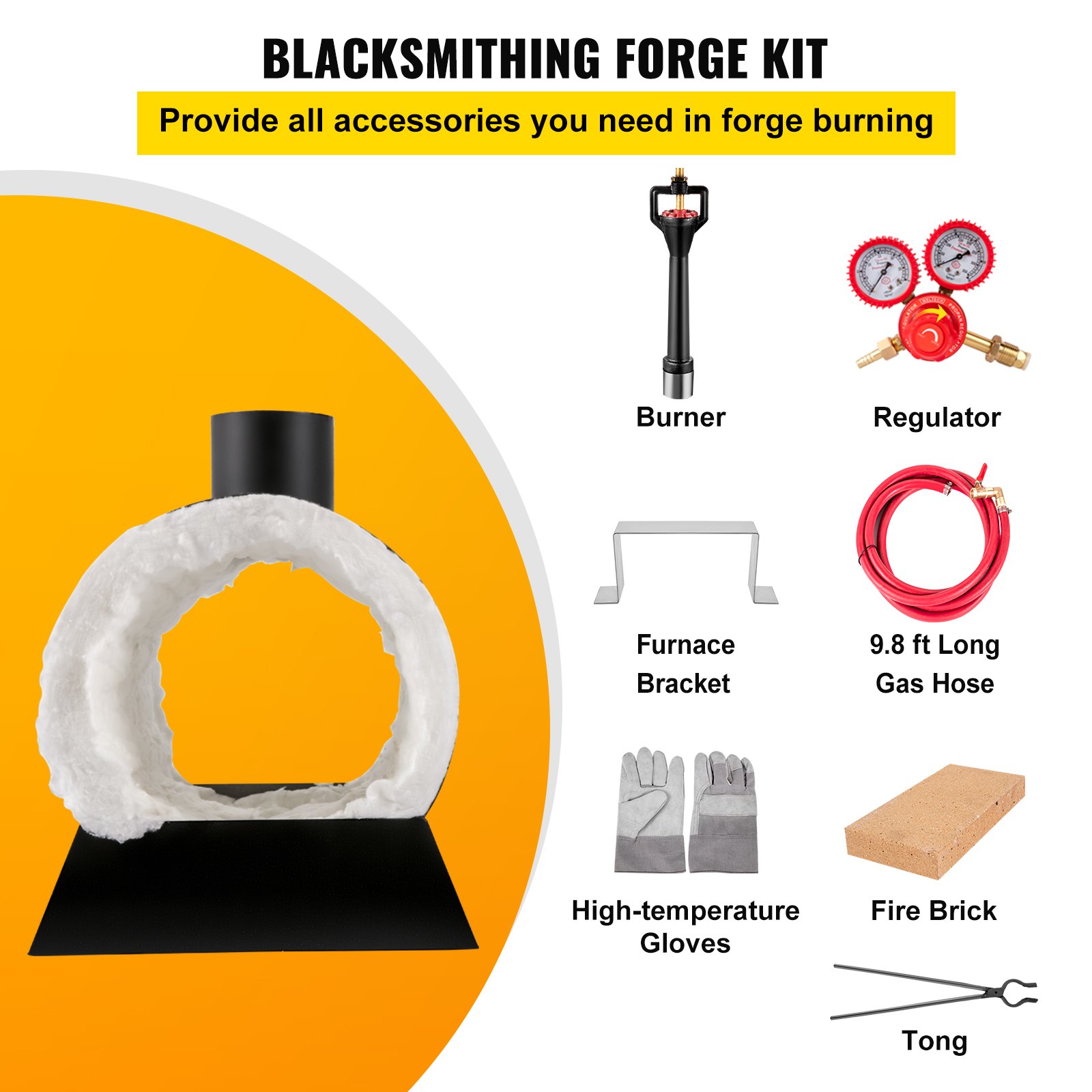 VEVOR Gas Propane Furnace Burner Portable Single Burner Metal