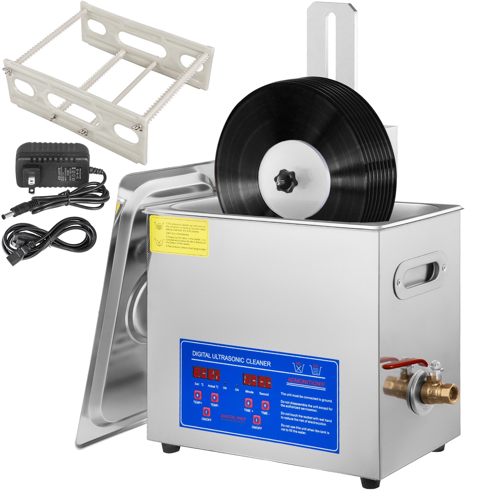 6L Ultrasonic Vinyl Record Cleaning Machine Complete kit W/ Drying Rack ...