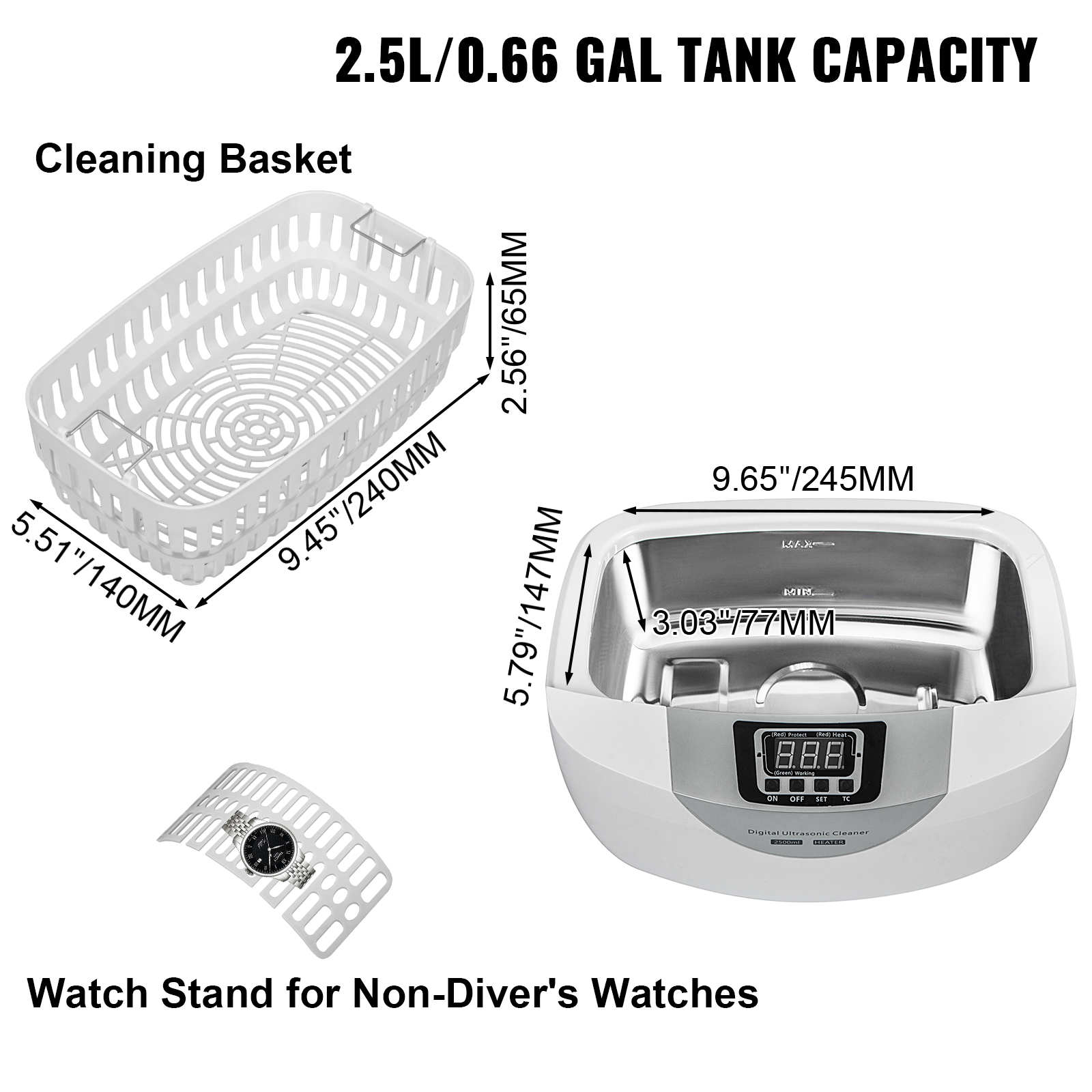 Vevor Ultrasonic Cleaner Ultrasonic Jewelry Cleaner Machine 2.5l 40khz