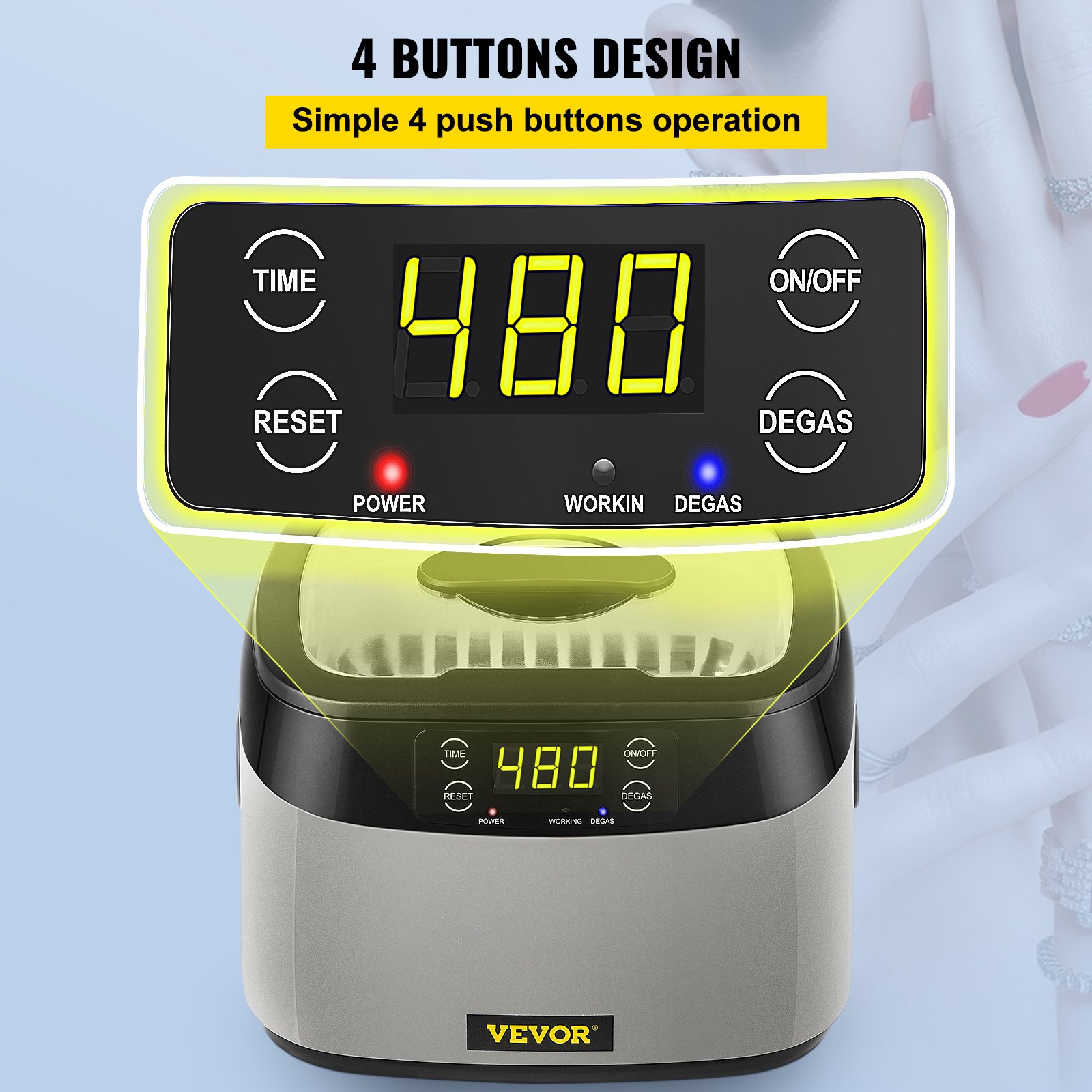 VEVOR Ultrasonic Machine, 1.2L Ultrasound Cleaner Machine, 40KHz