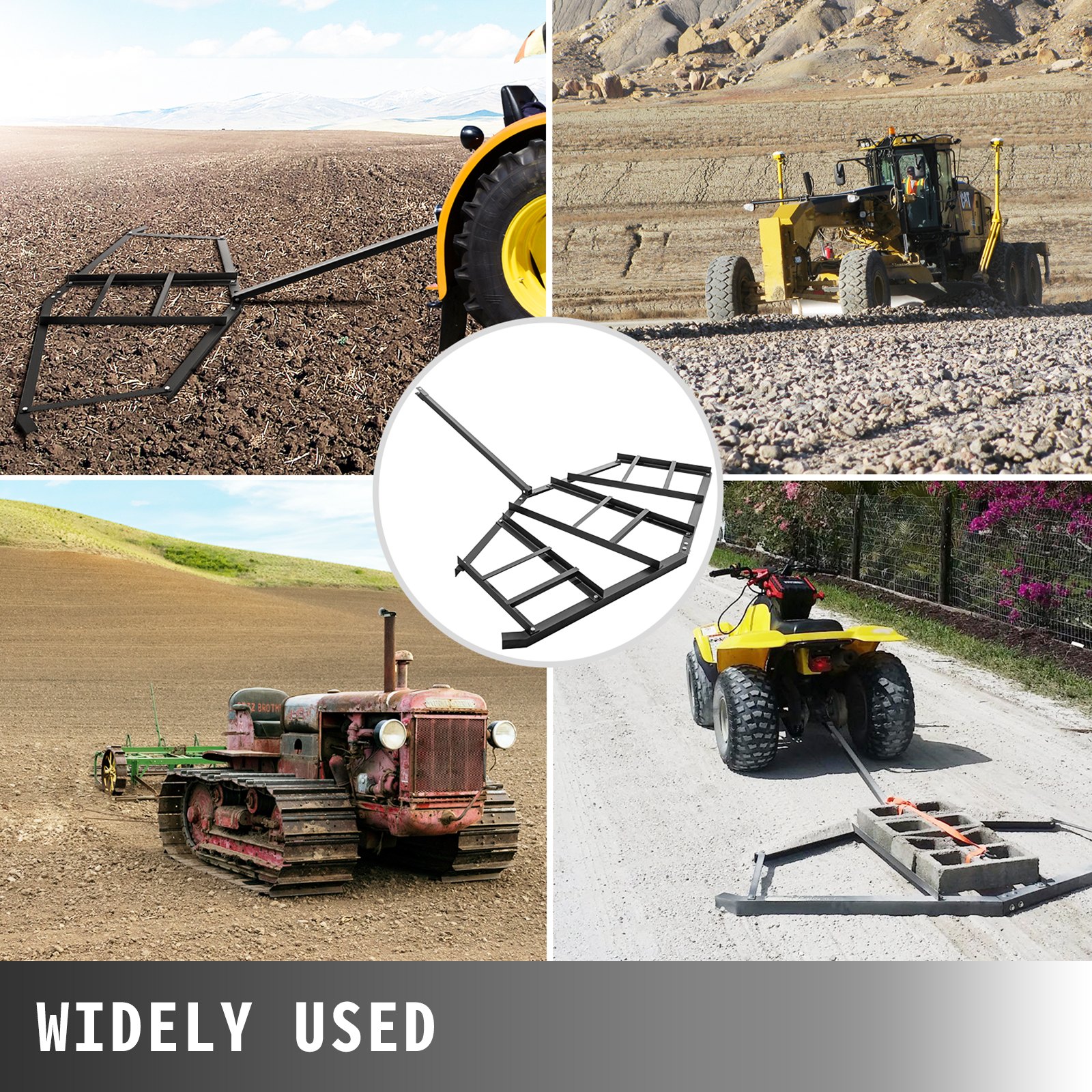 VEVOR Driveway Drag 84" Width, Tow Behind Drag Harrow 70" Length, 4