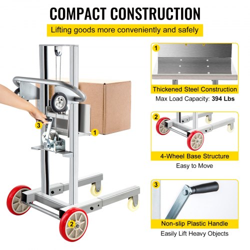VEVOR Manual Winch Stacker, 4.7" 57" Height Range, 23.6" Length x 19.