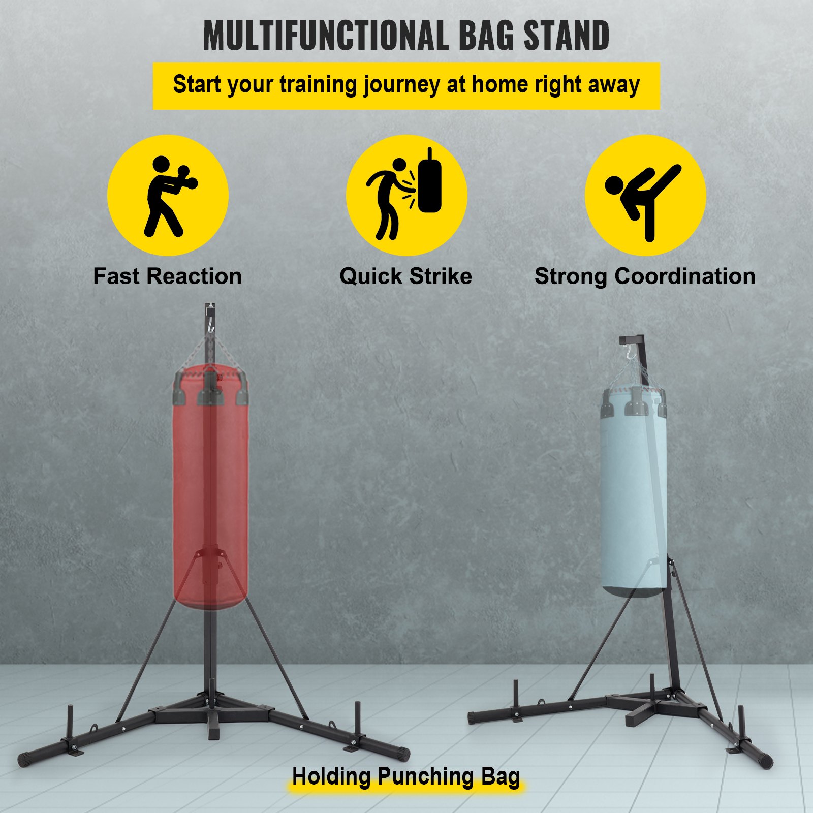 VEVOR Folding Heavy Bag Stand, Punching Bag Stand Holds Up to 132 lbs