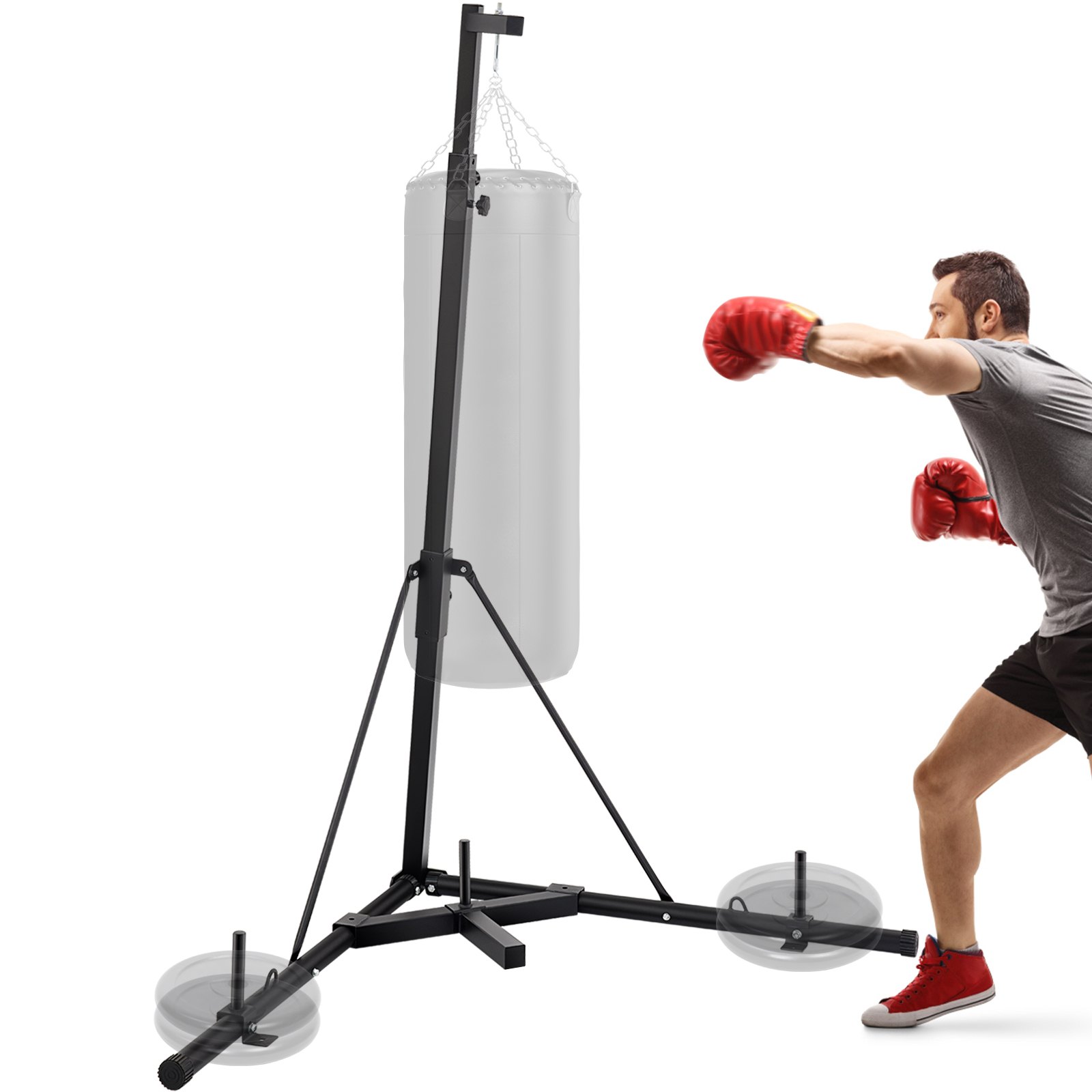 VEVOR Folding Punch Bag Stand Frame 132lbs Height Adjustable for Boxing ...