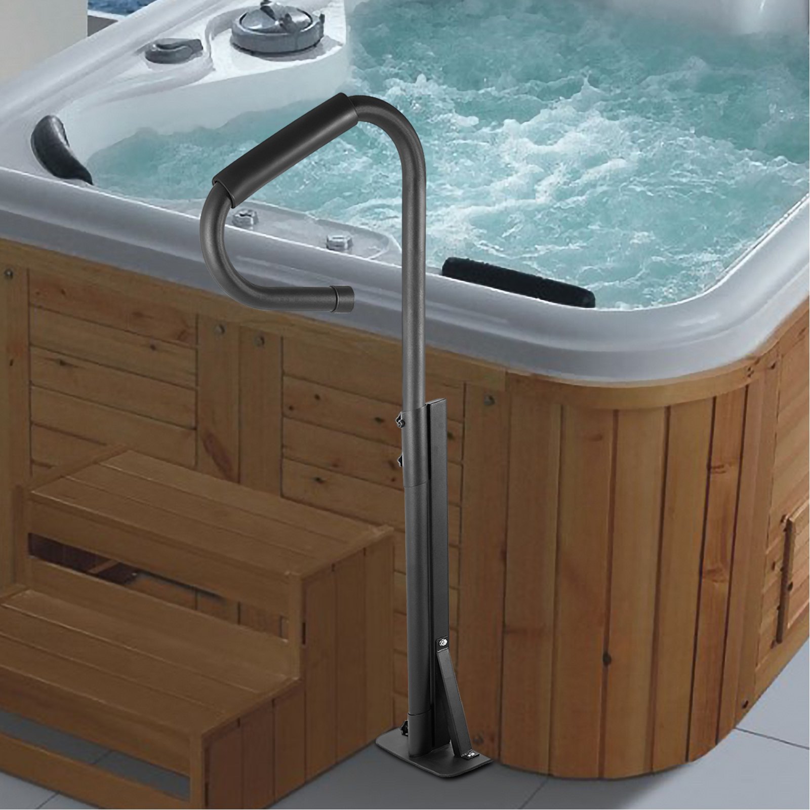 VEVOR Hot Tub Handrail, 57" Spa Side Handrail with SlideUnder Mount