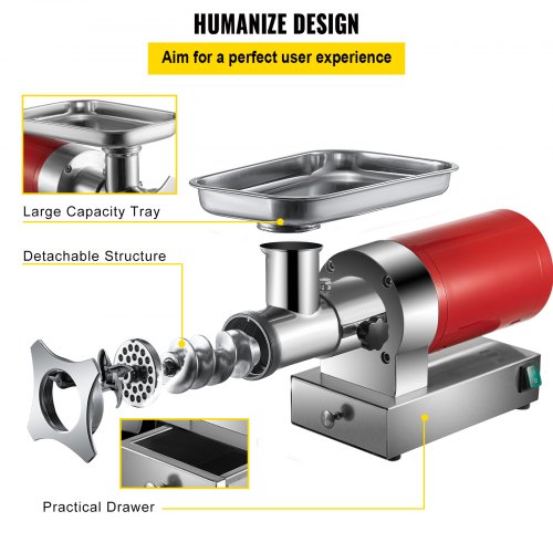 VEVOR Electric Meat Grinder, 551 Lbs/Hour 850 W Meat Grinder Machine, 1.16 HP Electric Meat