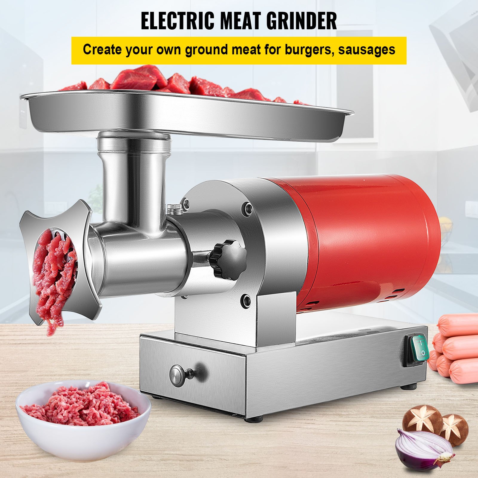VEVOR Electric Meat Grinder, 551 Lbs/Hour 850 W Meat Grinder Machine, 1