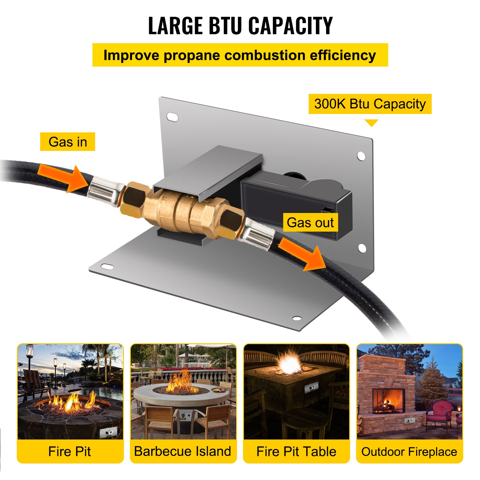 VEVOR Fire Pit Gas Burner Spark Ignition Kit, 300K BTU Fire Pit Ignition System, Stainless Steel