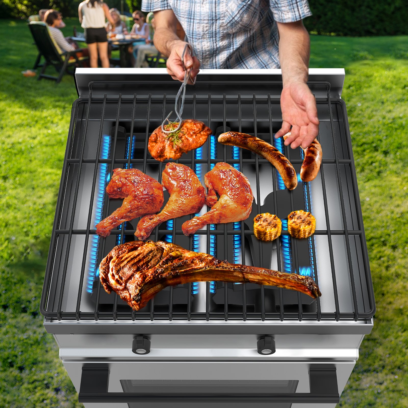VEVOR Grill Burners, Cast Iron BBQ Burners Replacement, 2 Packs Grill