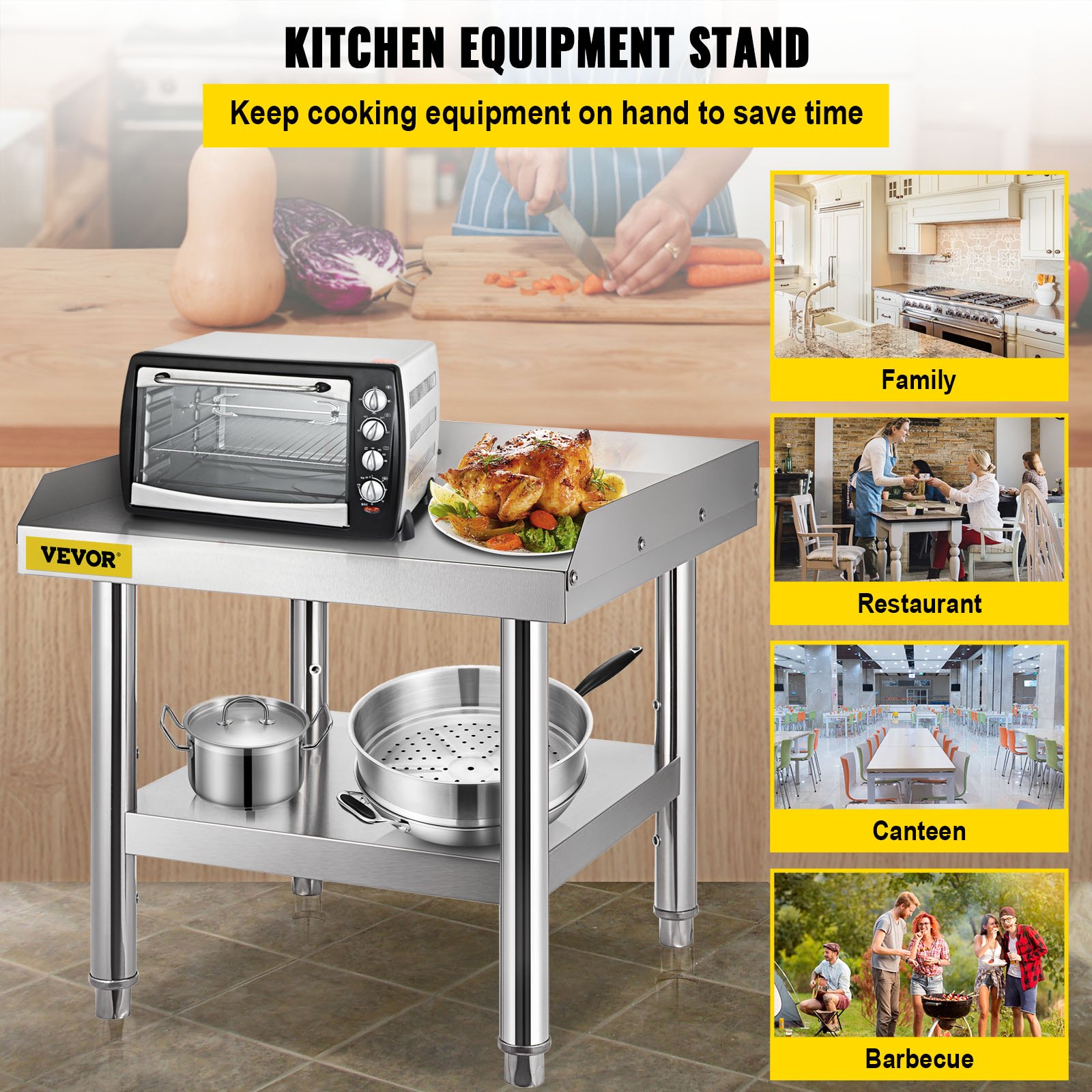 VEVOR Stainless Steel Table For Prep & Work 24" X 24" Kitchen Equipment ...