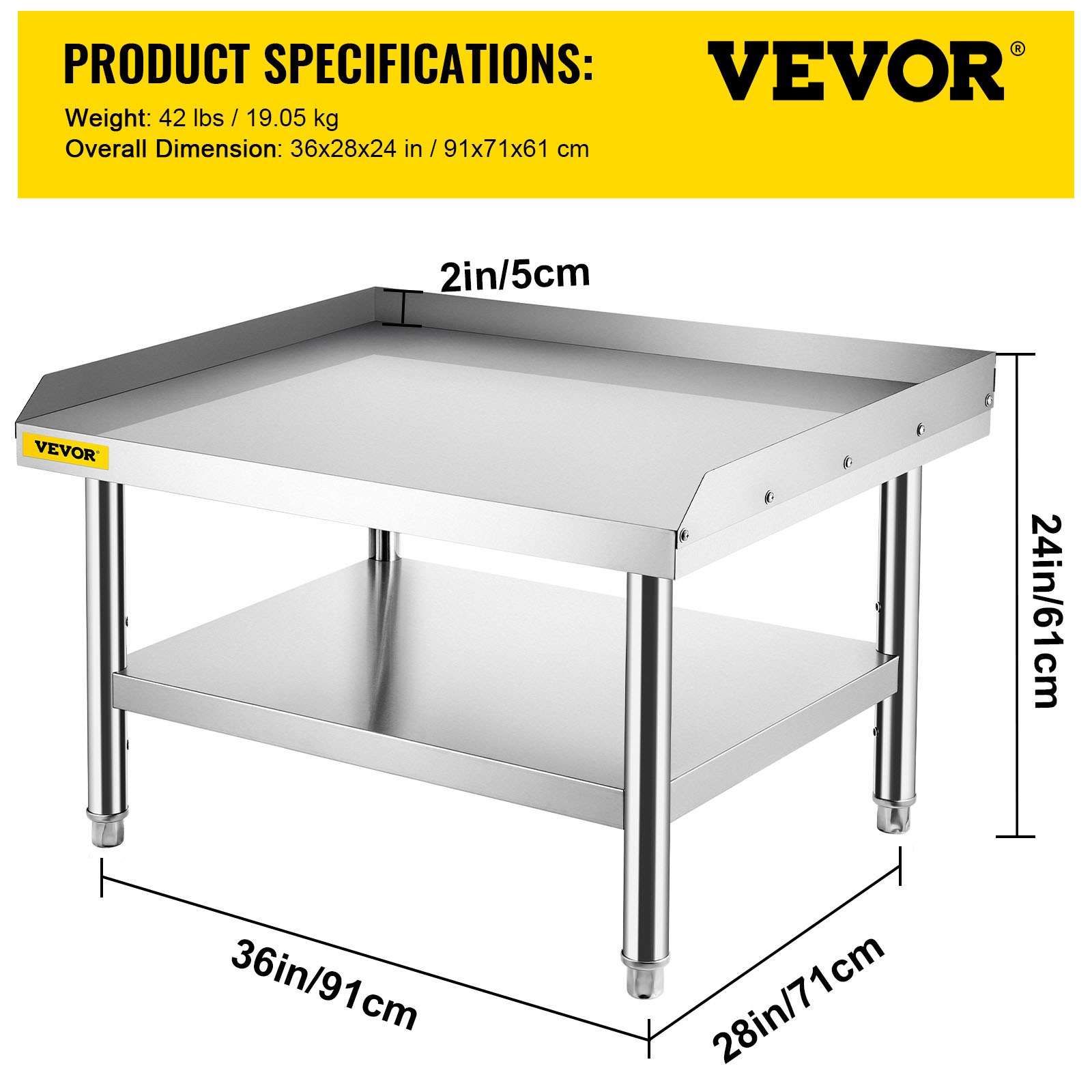 VEVOR Stainless Steel Table for Prep & Work 36