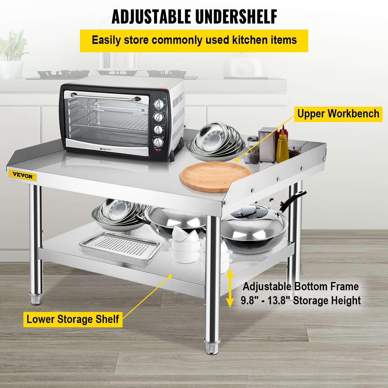 VEVOR Stainless Steel Equipment Grill Stand, 36 x 30 x 24 Inches