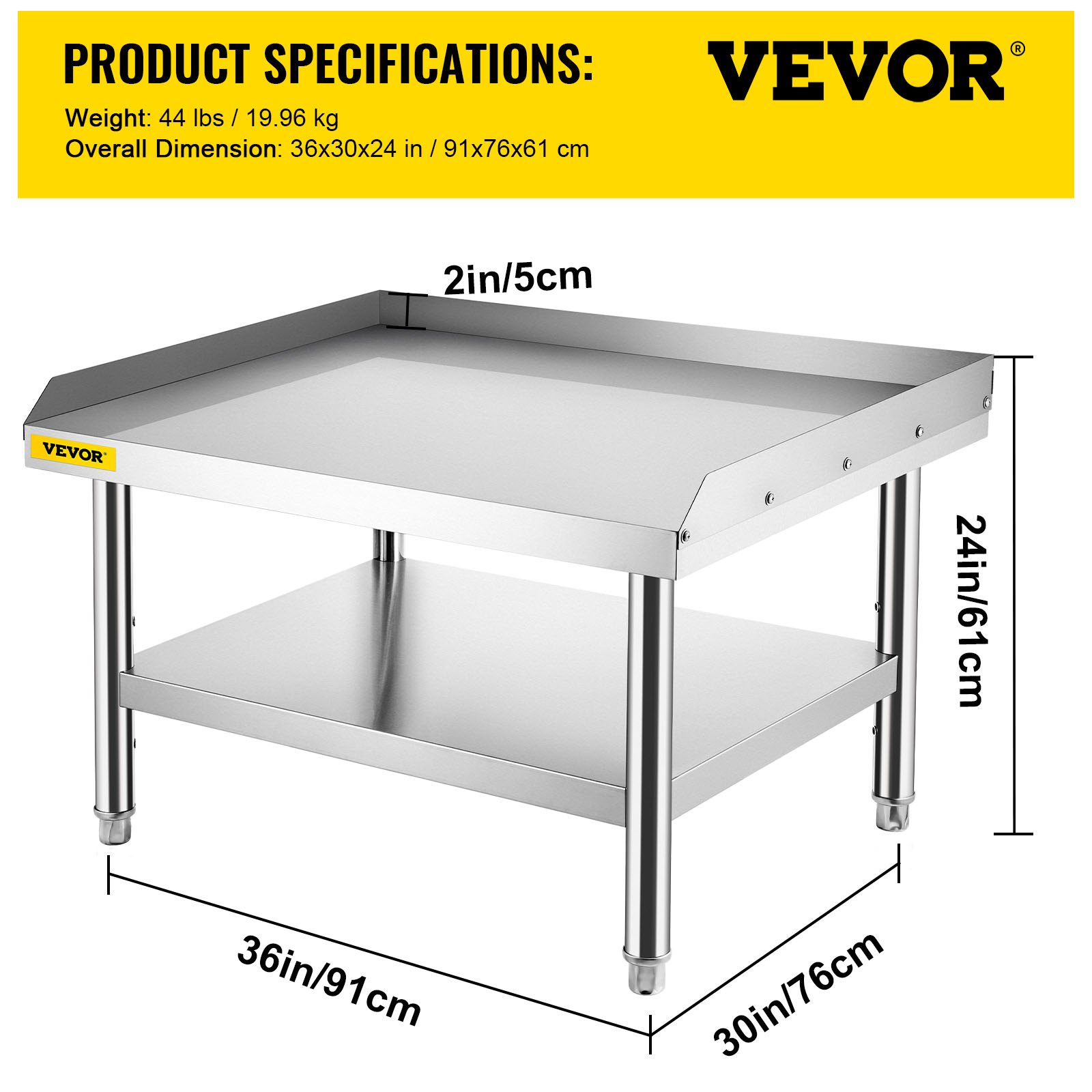 VEVOR Stainless Steel Equipment Grill Stand, 36 x 30 x 24 Inches