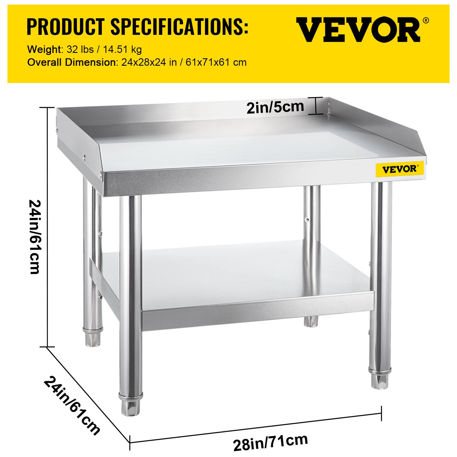 VEVOR Stainless Steel Table for Prep & Work 24