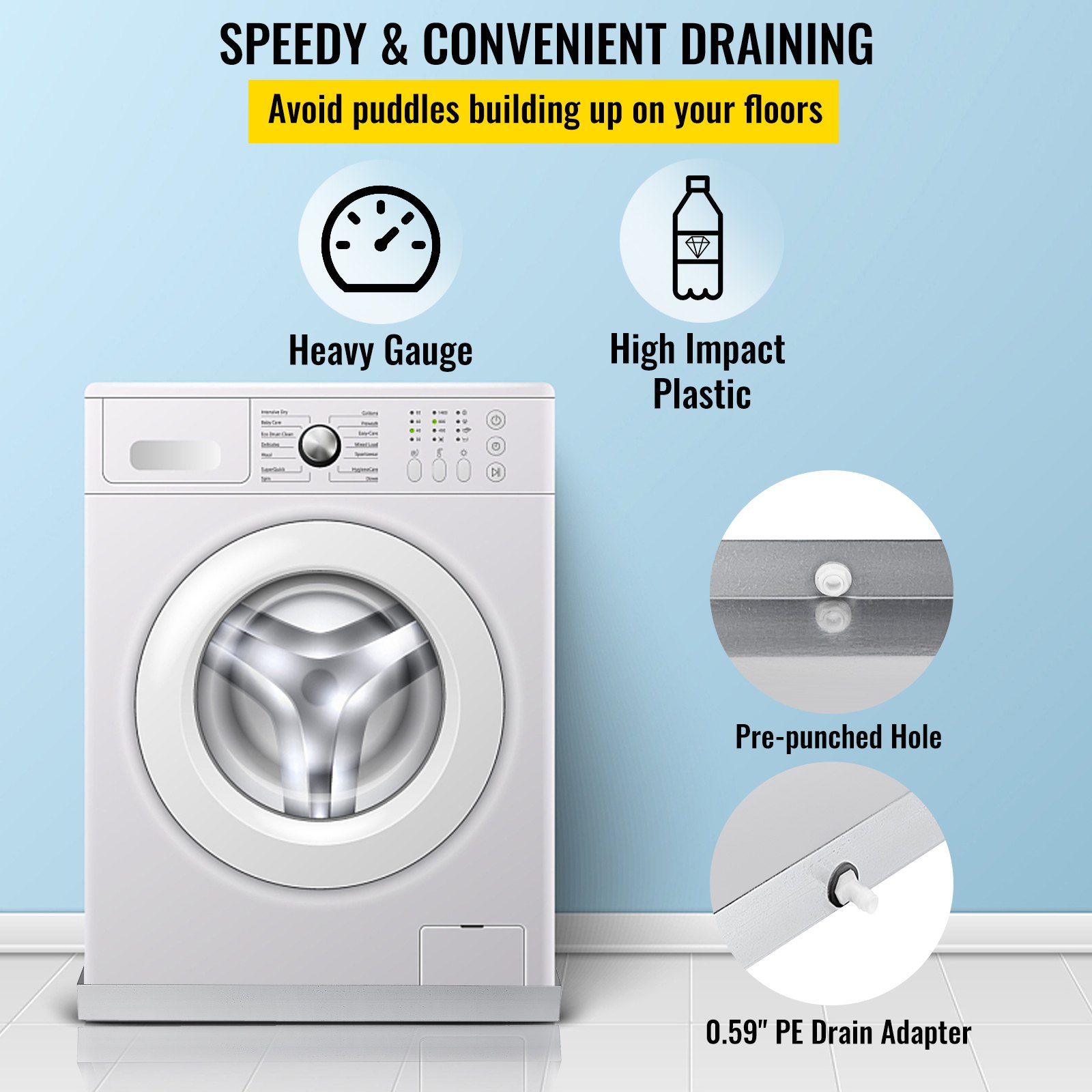 32”x32” Washing Machine Pan 304 Stainless Steel Spill Washer Machine