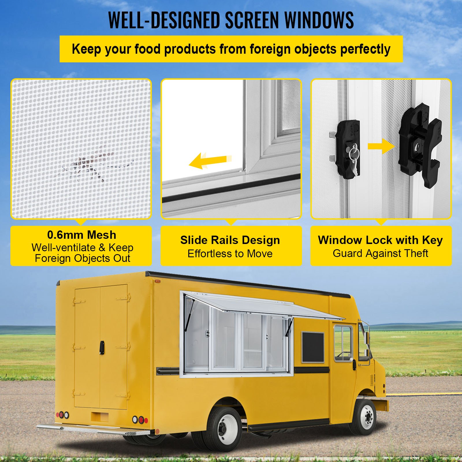 VEVOR Concession Window, 53 x 33 inch, Aluminum Alloy Food Truck ...
