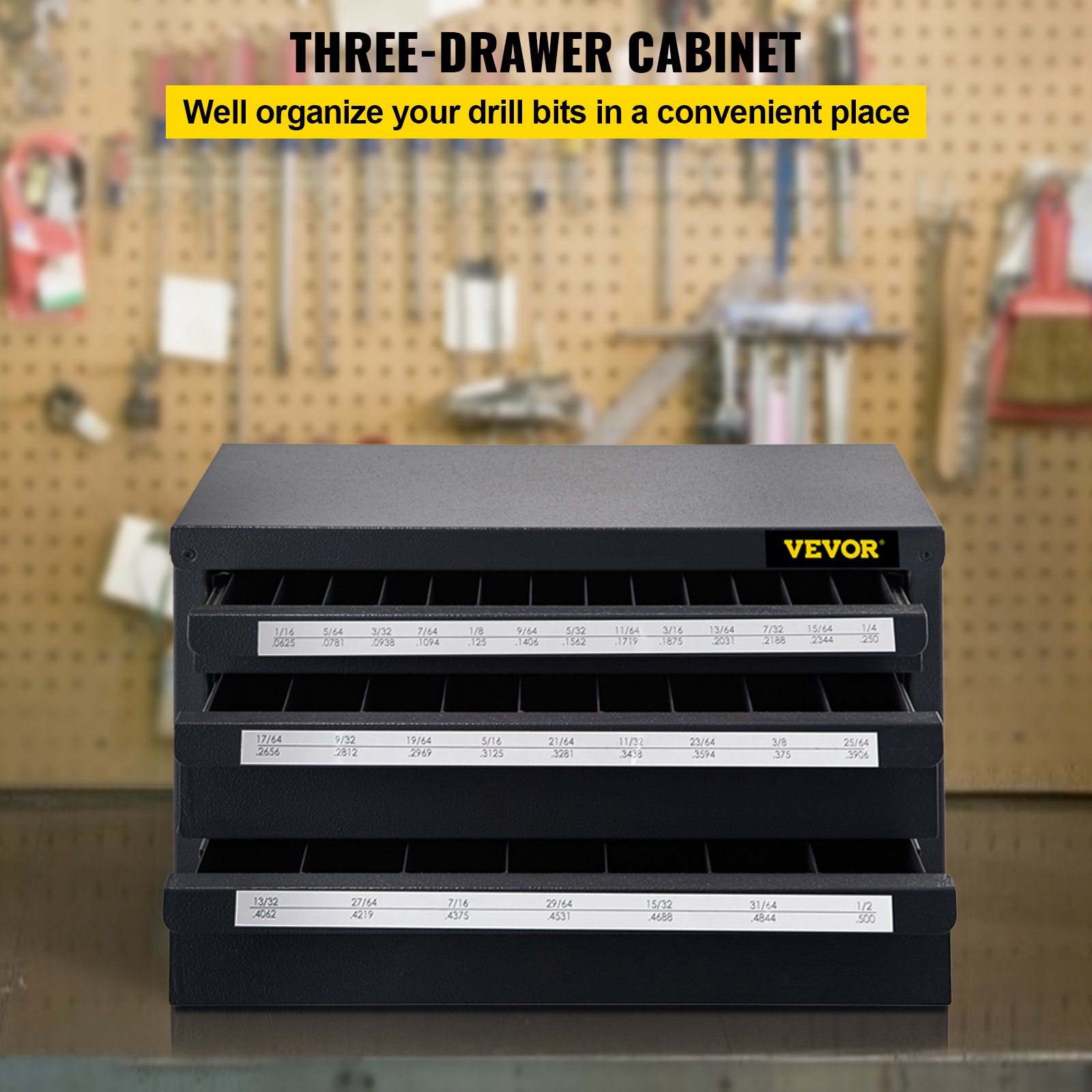 VEVOR Drill Bit Dispenser ThreeDrawer Drill Bit Dispenser, Drill Bit Organizer