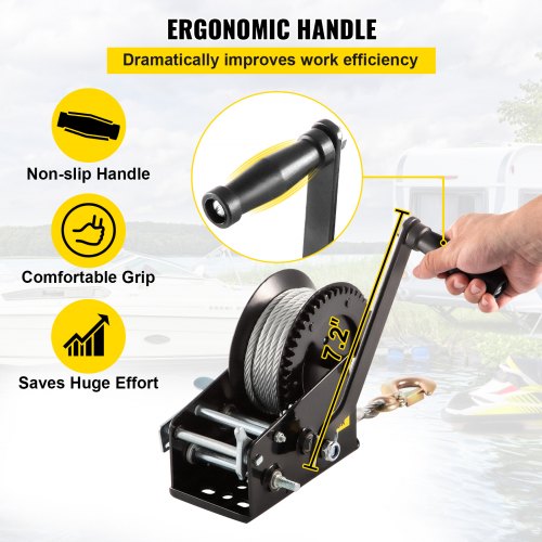VEVOR Rope Crank, 3500 LBS Capacity Heavy Duty Hand Winch with 10 m(32.