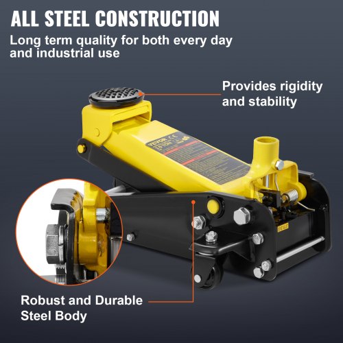 VEVOR Low Profile Floor Jack 3 Ton Heavy Steel Single Piston Hydraulic