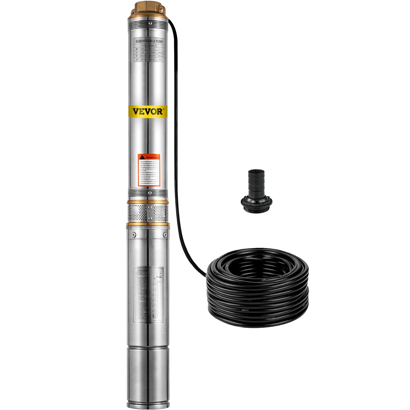 VEVOR Well Pump 1 HP Submersible Well Pump 33GPM Deep Well Pump 207ft