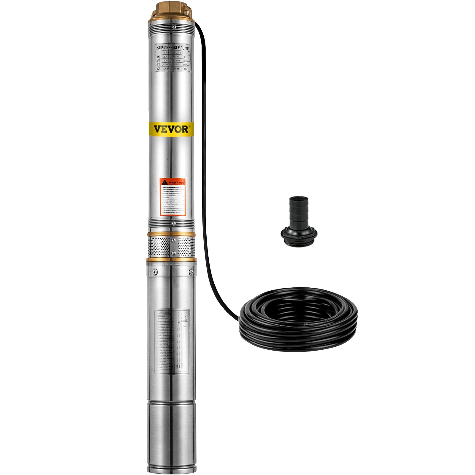 VEVOR Well Pump 1 HP Submersible Well Pump 33GPM Deep Well Pump 207ft ...