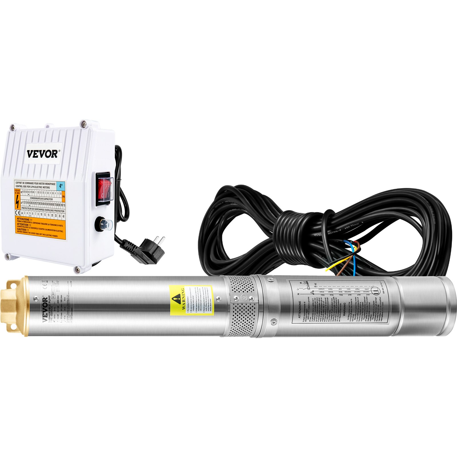 VEVOR VEVOR Deep Well Submersible Pump, 370W 230V/50Hz, 110L/min 44 m