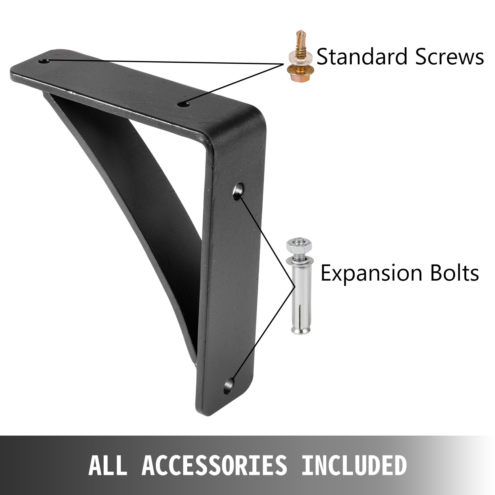 VEVOR 2 Pack Steel Shelf Brackets,Heavy Duty Hand Welded Steel Brackets