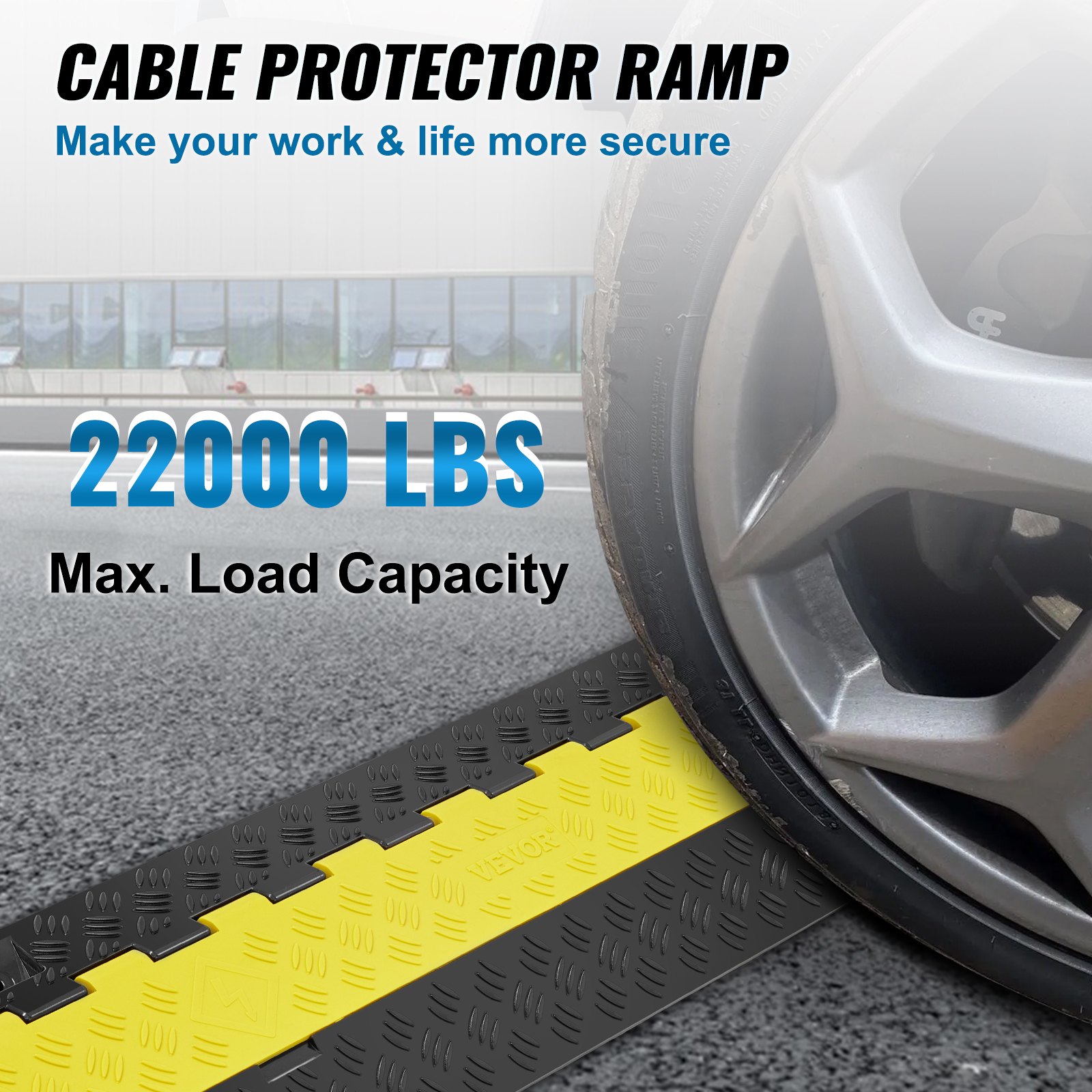 VEVOR 2 Channel Cable Protector Ramp 22000 lbs Load TPU Wire Cable ...
