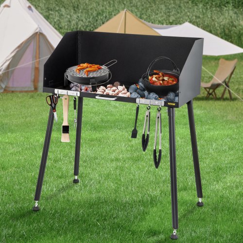 VEVOR Carbon Steel Camp Cooking Table 38 x 16 Inch with ThreeSided