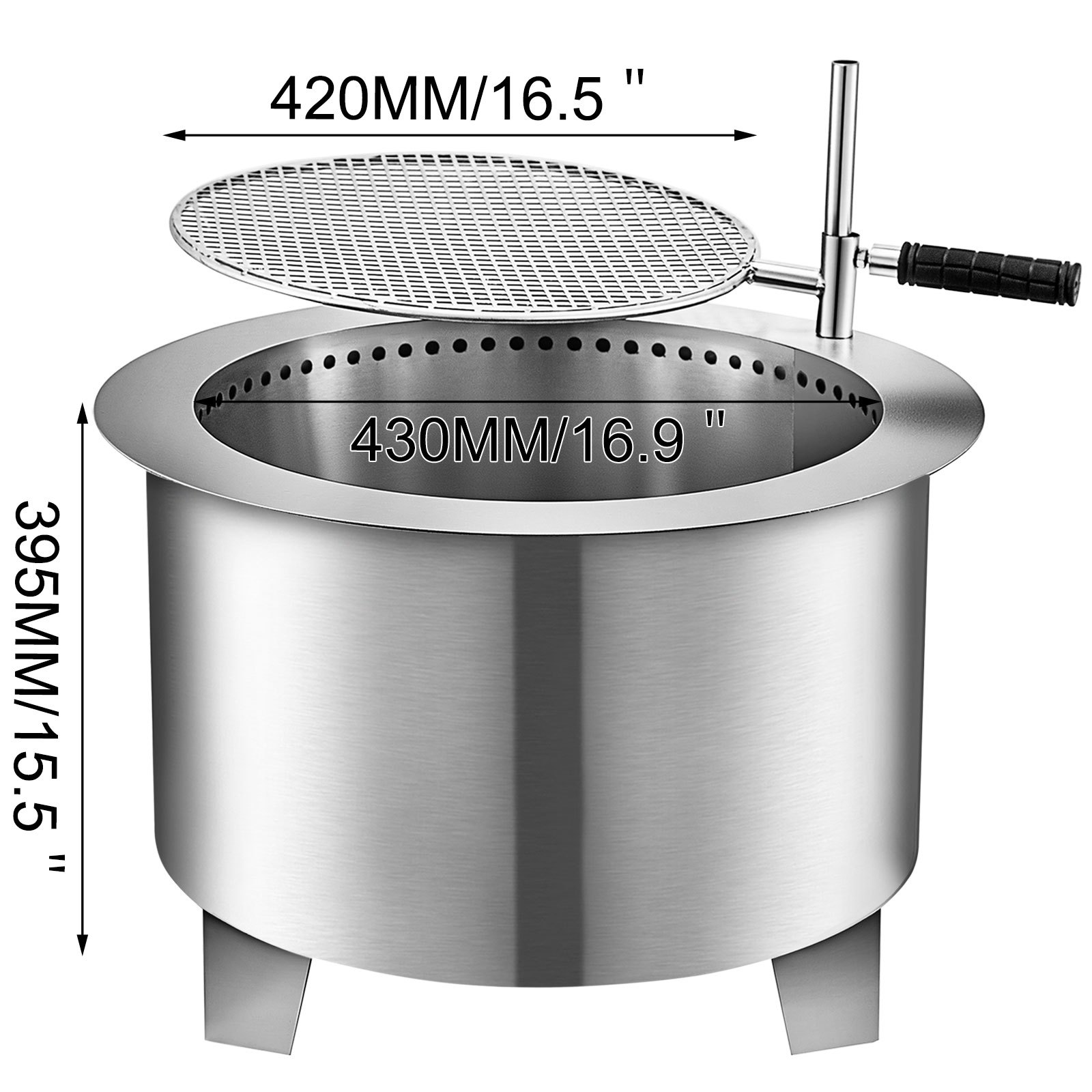 VEVOR Smokeless Fire Pit, 22 Inch Bonfire Fire Pit Stainless Steel Wood Burning Fire Pit, Patio