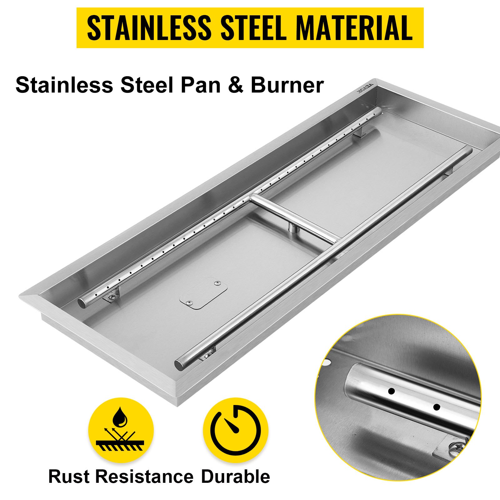 31.5 by 12inch Rectangular Table Top Fire Pit with Linear Burner