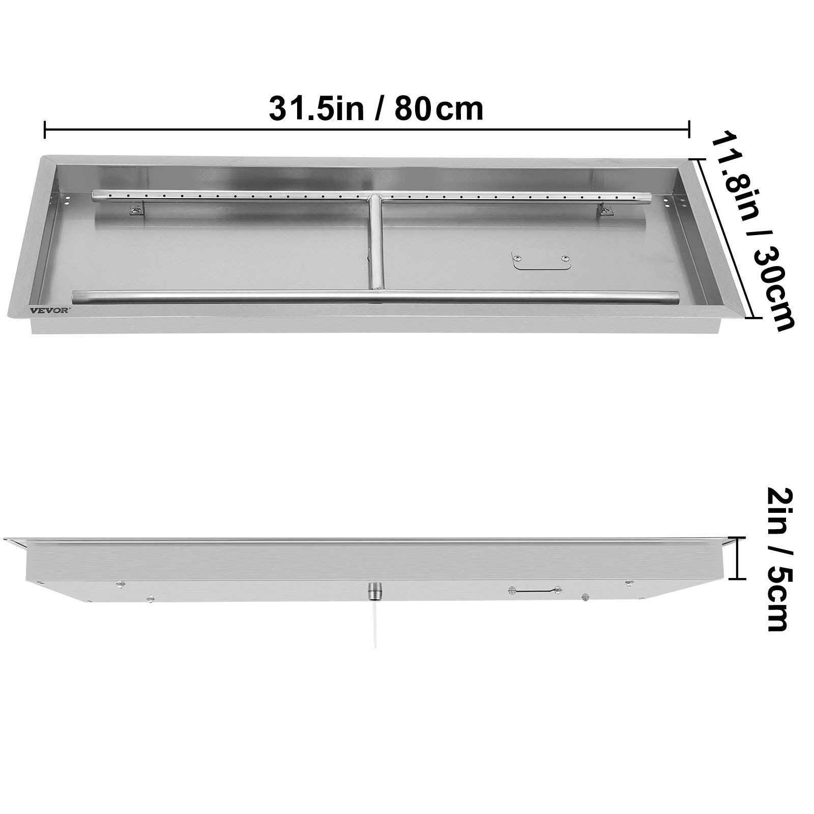 31.5 by 12inch Rectangular Table Top Fire Pit with Linear Burner