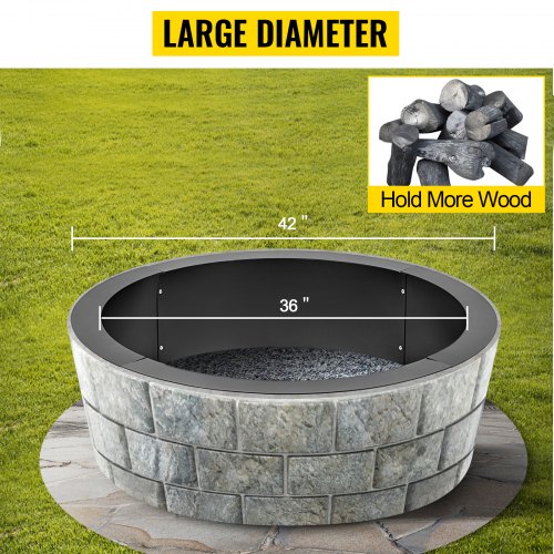 42" Diameter Steel Fire Pit Liner Ring Heavy Duty Inground VEVOR US