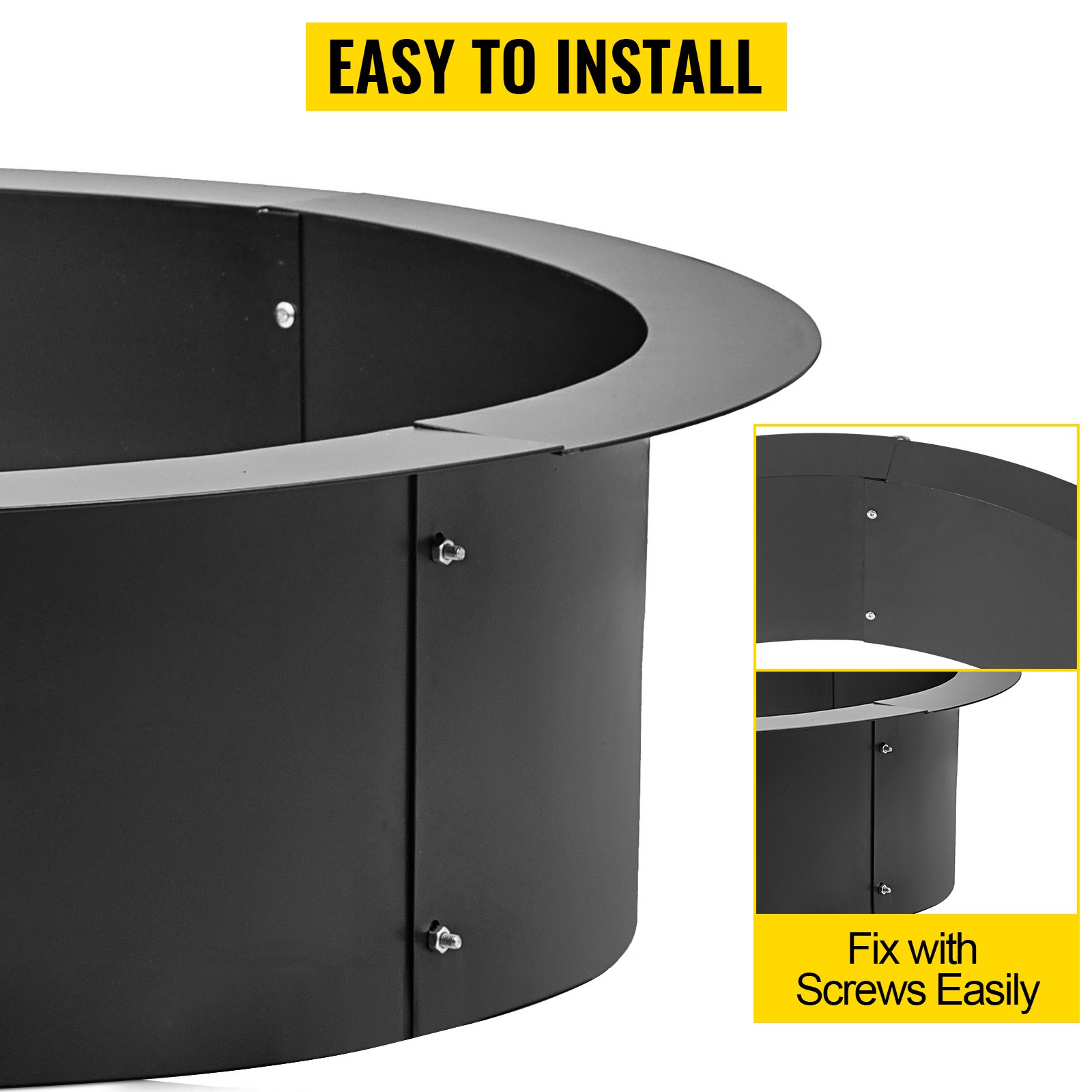 42" Diameter Steel Fire Pit Liner Ring Heavy Duty Inground VEVOR US