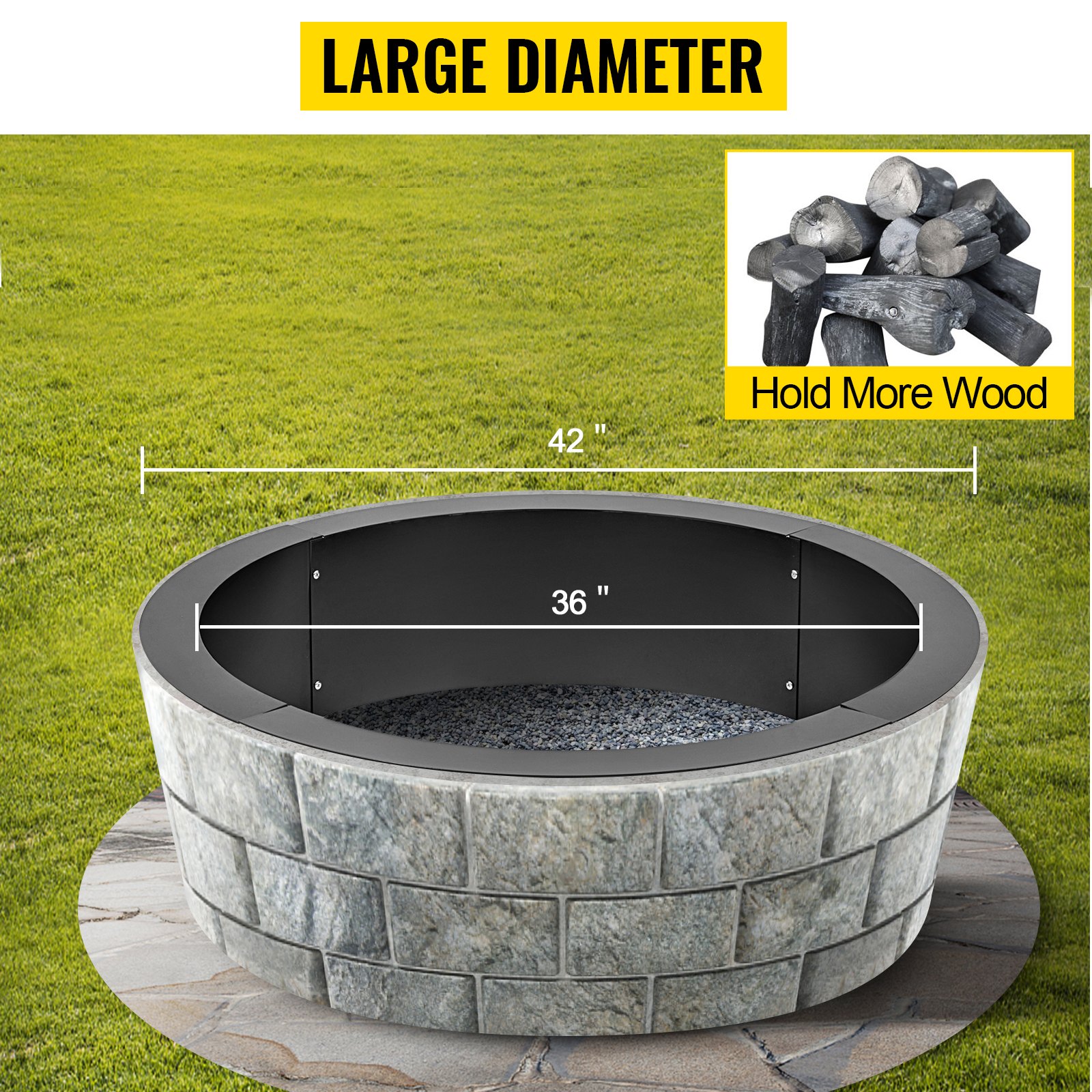VEVOR Fire Pit Ring 42Inch Outer/36Inch Inner Diameter, Fire Pit