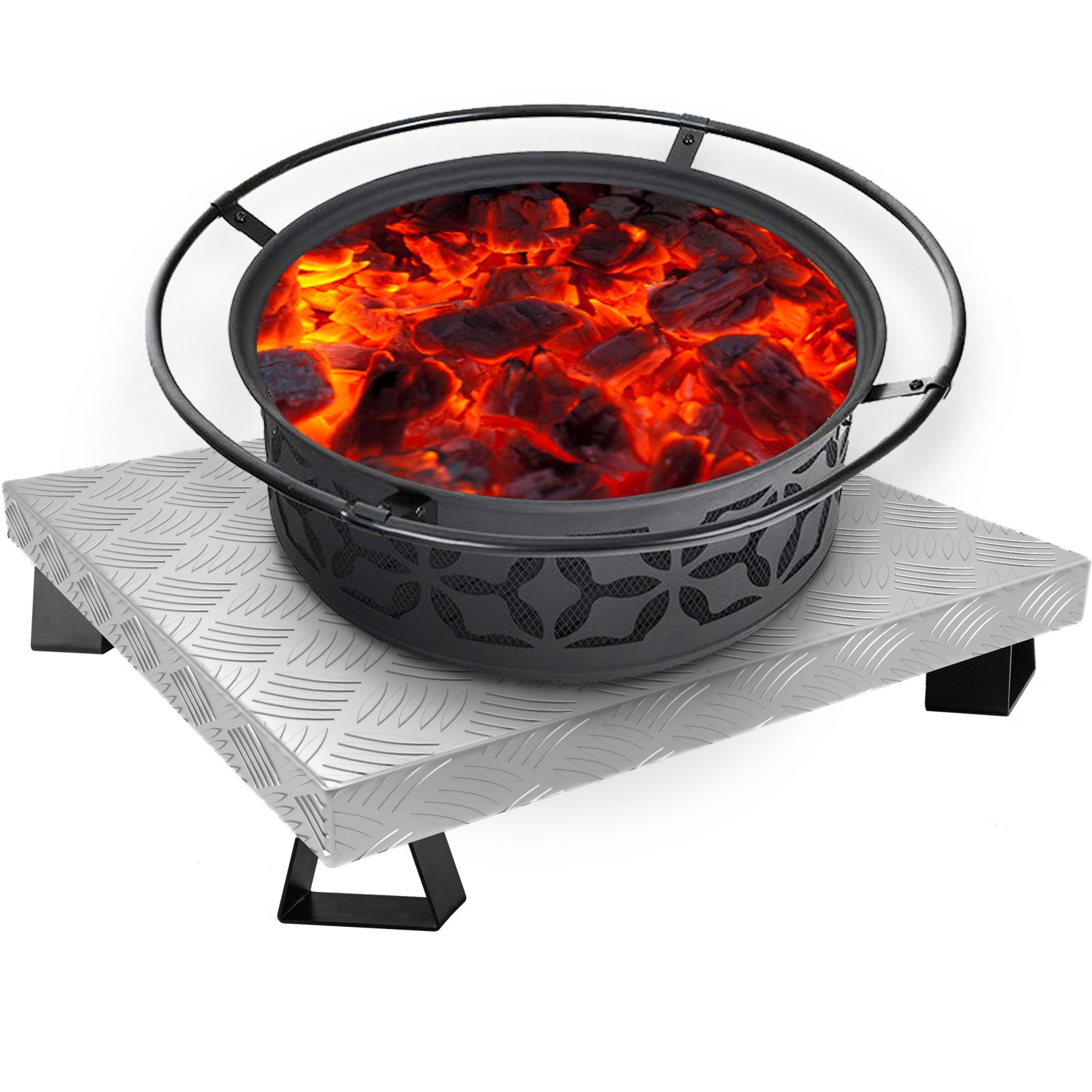 VEVOR Fire Pit Heat Shield, 26 x 26 Inch Deck Defender & Grass Guard