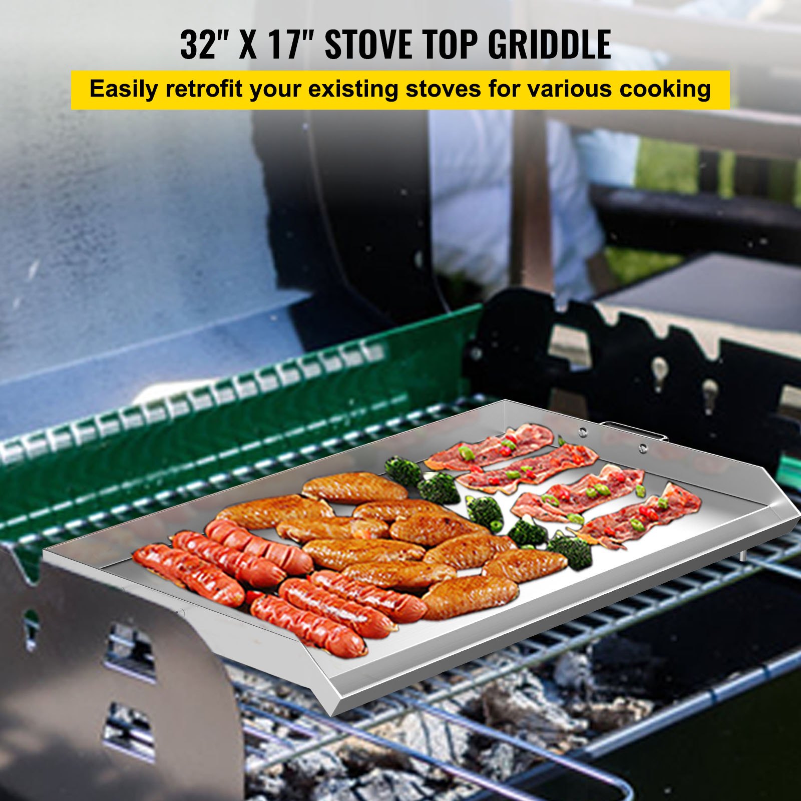 Gas Grill Griddle VEVOR Carbon Steel Griddle, 32x14 Inch Universal