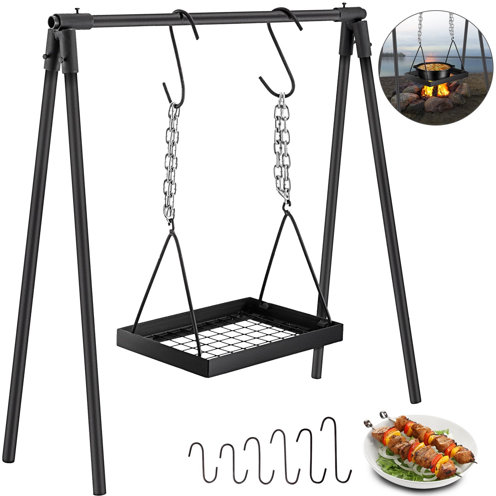 vevor-swing-grill-campfire-cooking-stand-outdoor-picnic-cookware-bonfire-party-equipment